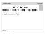 Genuine Bmw Seal, Entrance, Rear Right 51-72-7-341-644 New. Fixed Price $47.10.