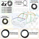 Bmw E30 Sedan 9-PC Weatherstrip Set Doors/sunroof/trunk/front&rear Windows/hood. Fixed Price $338.00.