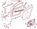 New Mb W221 Front Right Door Window Frame, Upper Seal, A2217270230. Fixed Price $164.43.